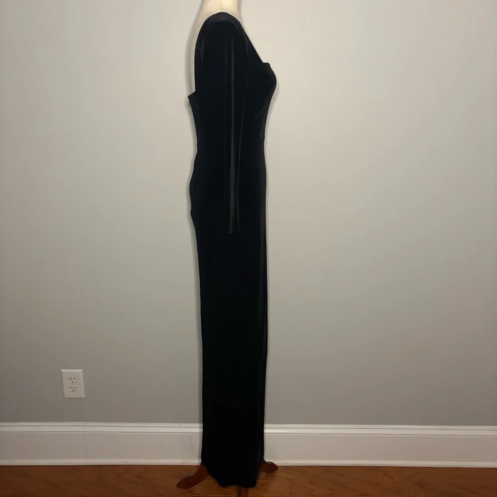 Jenny Yoo Rachel Square Neck Long Sleeve Velvet Gown size 2 - Picture 3 of 5